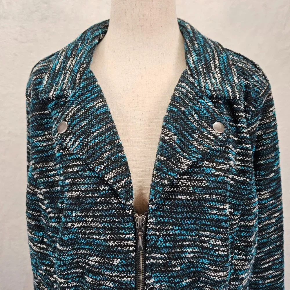 Christopher and Banks Boucle Short Jacket Women's Size L Multicolor Tweed Zipper